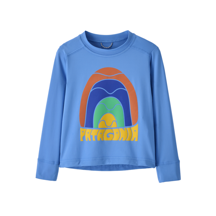 Spring 2025 Patagonia Baby L/S Cap SW T-Shirt Sun & Insect Protection Patagonia Rainbow Wave- Abundant Blue 6 Months
