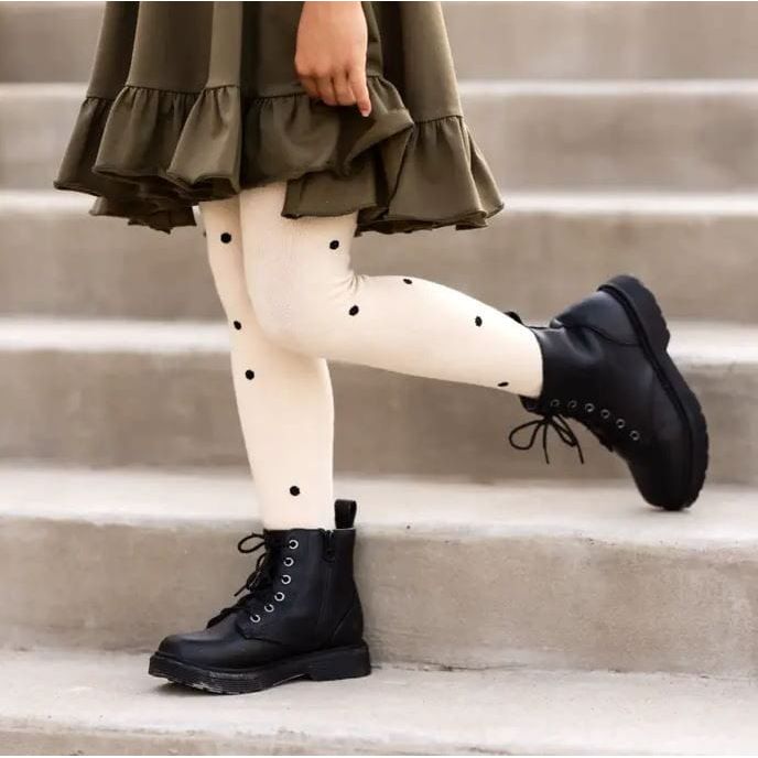 Little Stocking Co. - Vanilla Dot Knit Tights Tights Little Stocking Co.