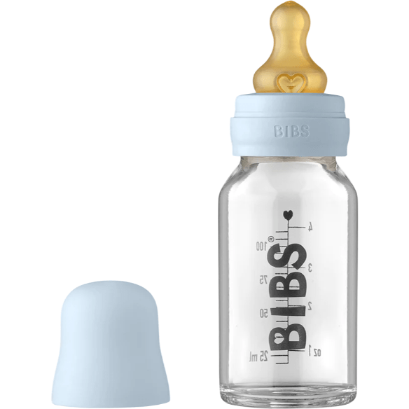 BIBS Baby 110ml Glass Bottle Set Bottles & Sippies BIBS USA Baby Blue  