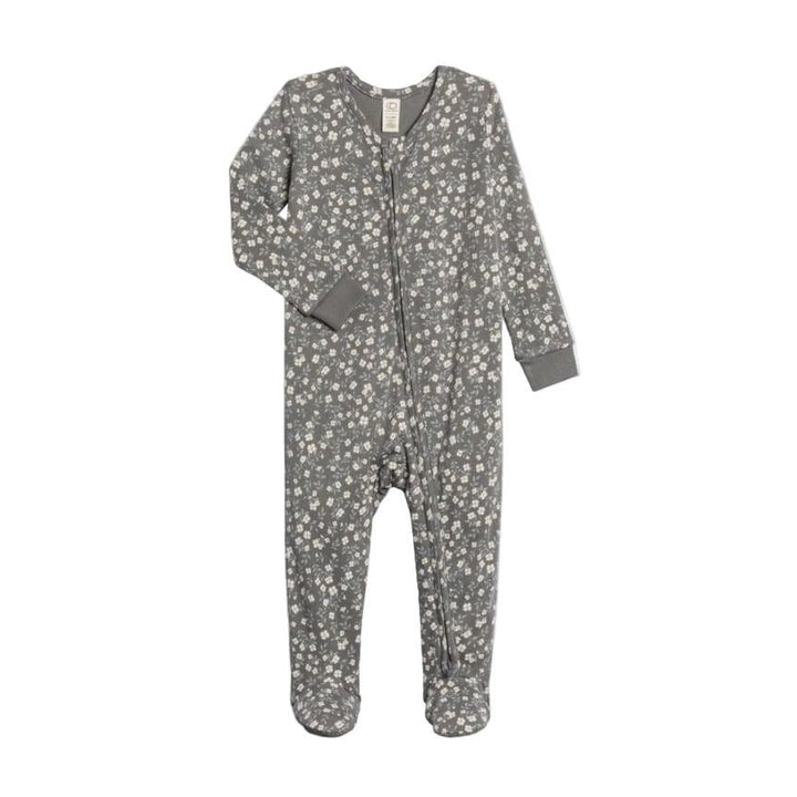 Colored Organics Peyton Zipper Sleeper - Aspen Collection - Bray Floral / Agave + Taupe Footie Colored Organics