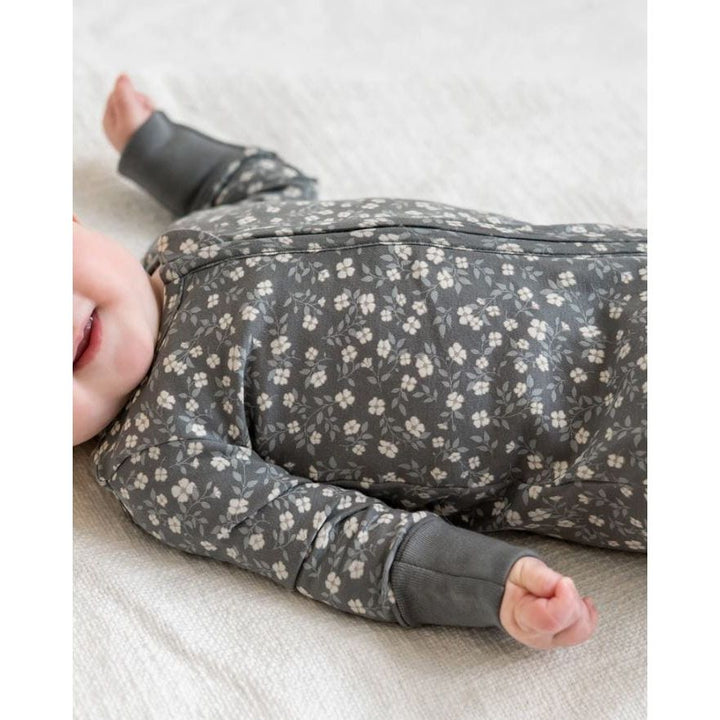 Colored Organics Peyton Zipper Sleeper - Aspen Collection - Bray Floral / Agave + Taupe Footie Colored Organics