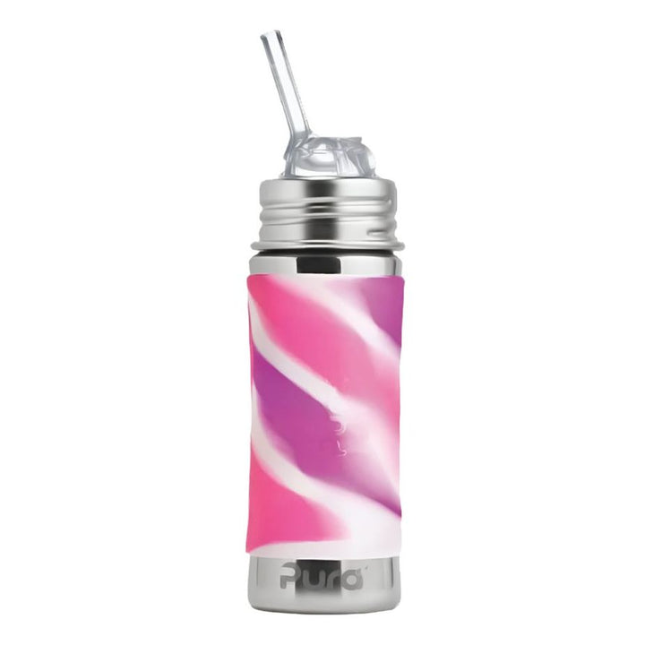 Pura Non-Insulated Kiddo Straw Cup w/ Sleeve - Pink Swirl Bottles & Sippies Pura Stainless