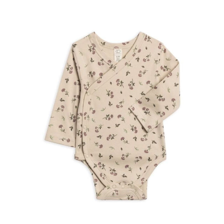 Colored Organics Kai Kimono Bodysuit - Betty Floral / Purple + Olive Bodysuit Colored Organics