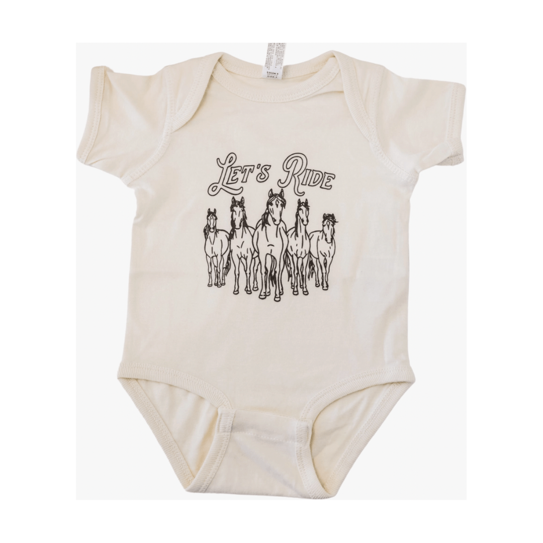 The Montana Scene- Let's Ride Onesie, Natural Tops & Bottoms The Montana Scene 6 Months