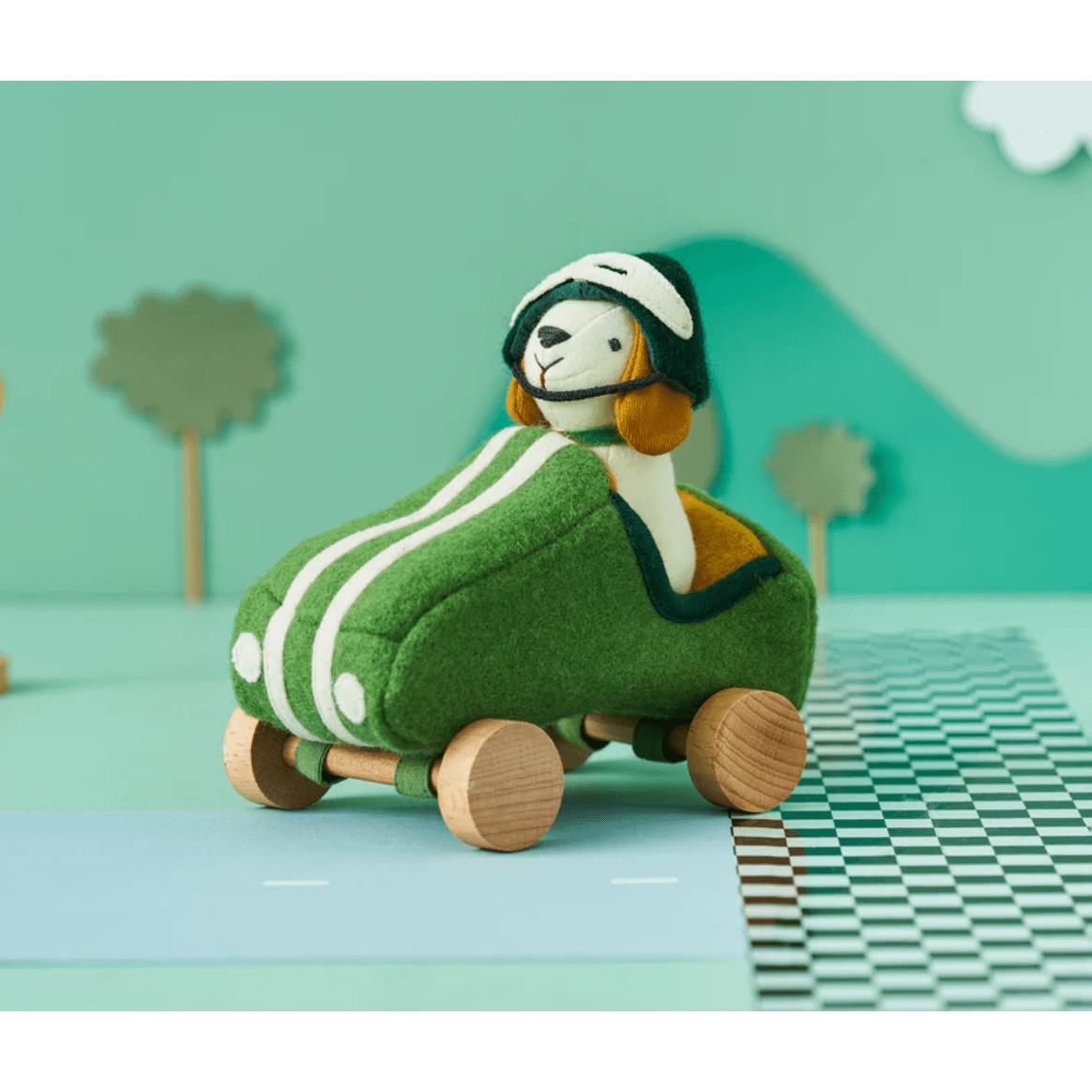 Olli Ella Holdie DogGo Racer Boy Green The Natural Baby Company