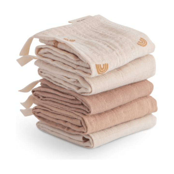 Mushie Muslin Cotton Washcloth- 5 Pack Wash Cloth Mushie   
