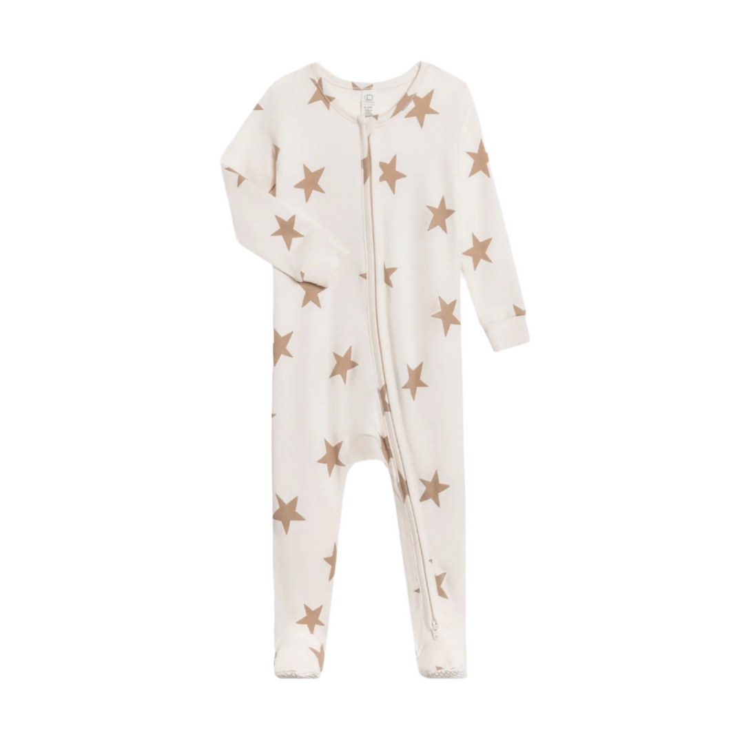 Colored Organics Peyton Zipper Sleeper- Star/ Truffle Footie Colored Organics