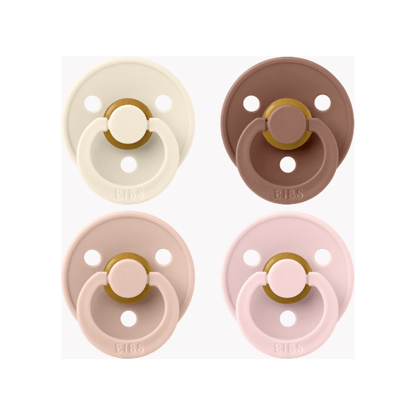 BIBS Colour Pacifier 4 Pack- Ivory/ Blush/ Woodchuck/ Blossom Pacifiers and Teething BIBS USA