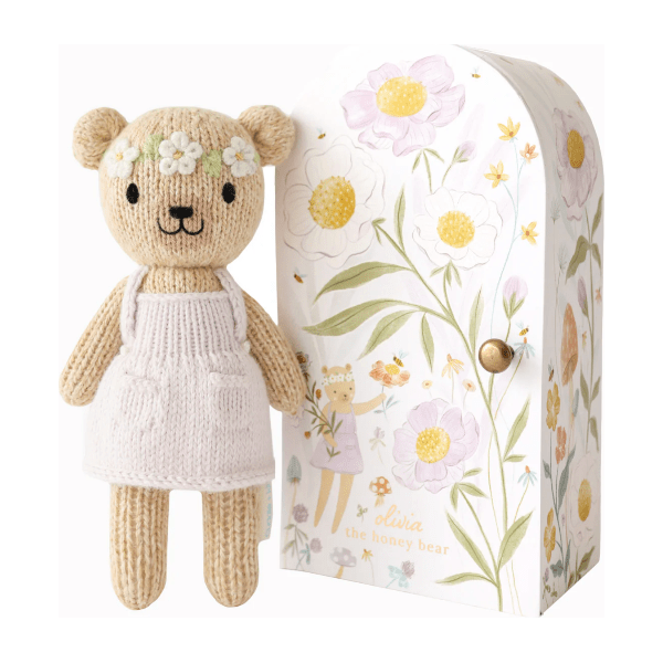 ちびくまcocolilou toybear 【お取置き中】布花 ビオラとすみれ Cuddle & Kind Tiny Olivia the Honey Bear Hand-Knit Doll Toy – The