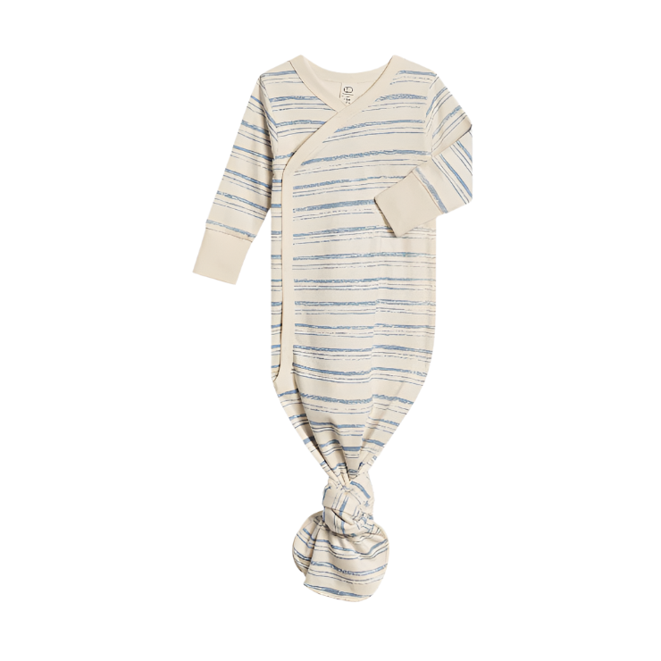 Colored Organics Indy Kimono Gown - Wave Stripe/ Rain Gown Colored Organics