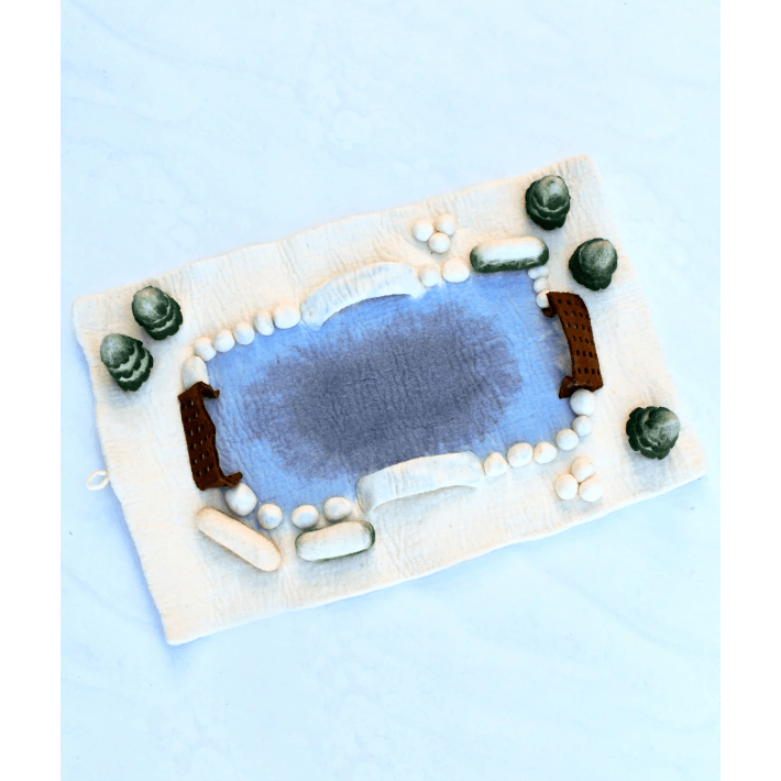 Tara Treasures Felt Large Snow Ice Rink Play Mat Playscape Felt Toy Tara Treasures