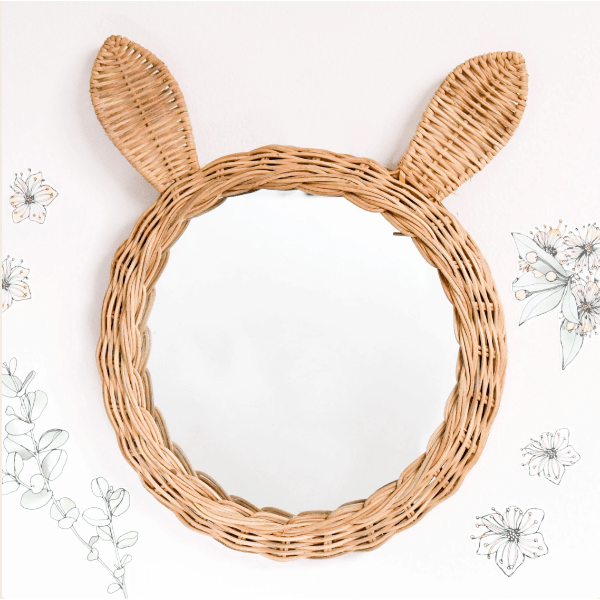 Tara Treasures Rattan Bunny Mirror - Natural Nursery Decor Tara Treasures