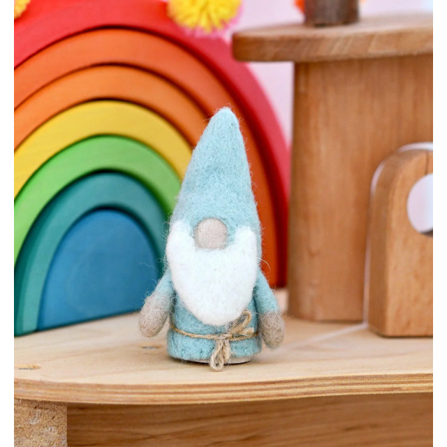 Tara Treasures Pastel Blue Felt Gnome Peg Doll Wooden Toys Tara Treasures