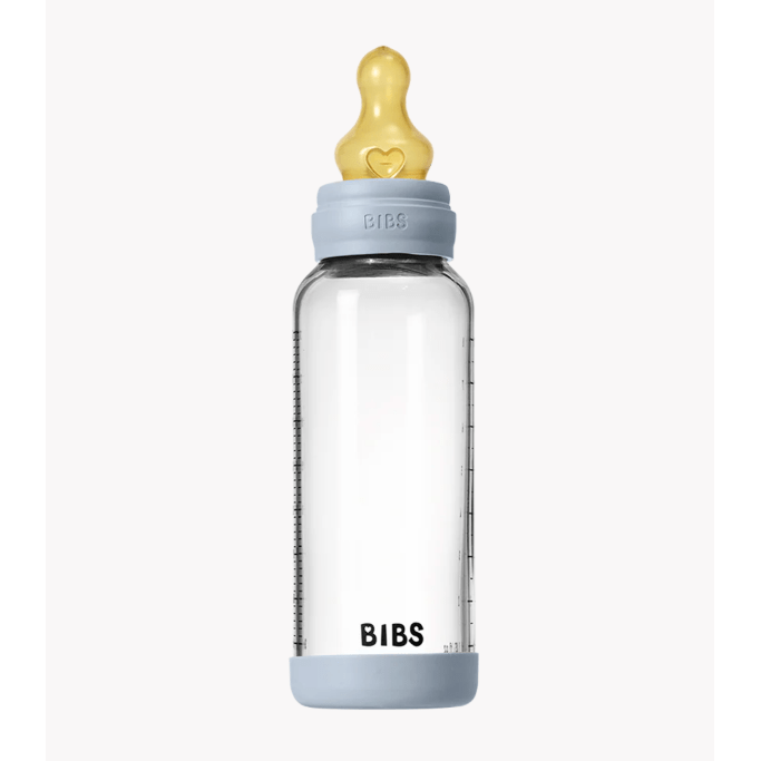 BIBS Baby Glass Bottle Set 8oz Latex Bottles & Sippies BIBS USA Baby Blue