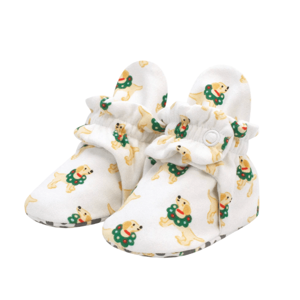 Zutano Organic Cotton Holiday Dogs Gripper Bootie Footwear Zutano Holiday Dogs 3 Months