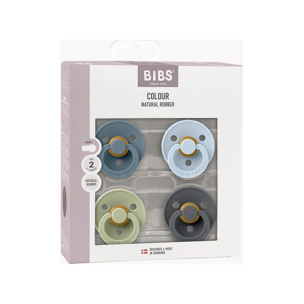 BIBS Colour Pacifier 4 Pack- Petrol/ Sage/ Baby Blue/ Iron Pacifiers and Teething BIBS USA