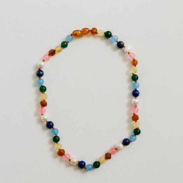 Canyonleaf Kids Raw Baltic Amber and Pearl Necklace + Sweet Pink Gemstones Pacifiers and Teething Canyonleaf