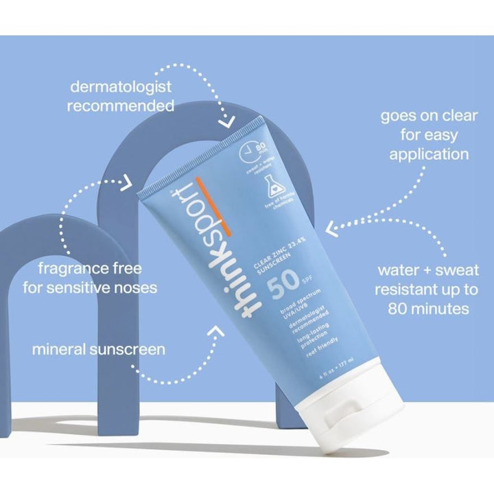 Thinkbaby Sport Spf 50 Clear Zinc Sunscreen (6oz), Ewg Verified Sun & Insect Protection ThinkBaby