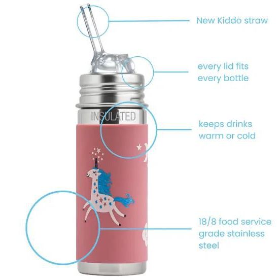 Pura Insulated Kiddo Straw Cup w/ Sleeve - Unicorn Bottles & Sippies Pura Stainless