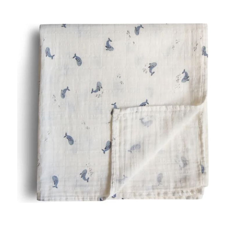 Mushie Muslin Swaddle Blanket Swaddles & Blankets Mushie Whales