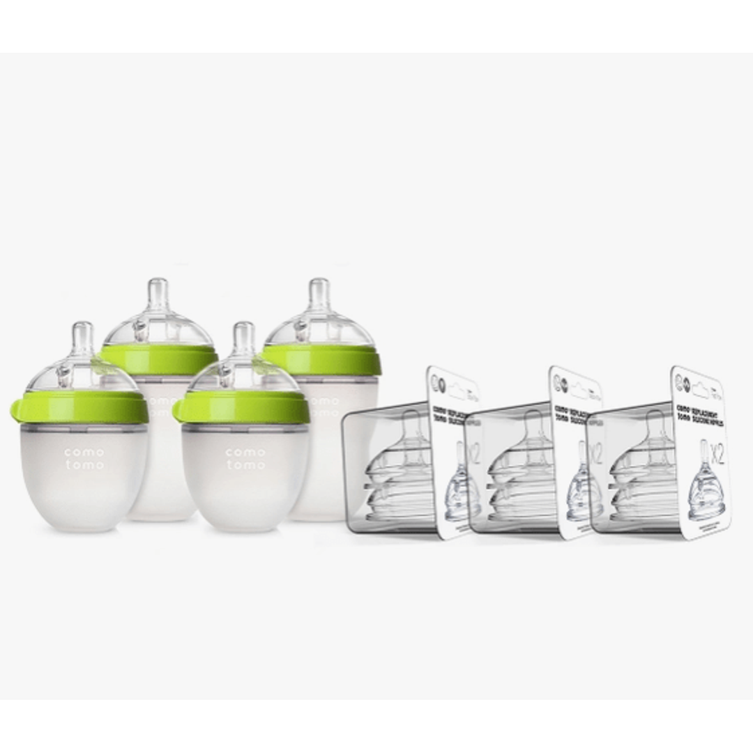 Comotomo Baby Bottle Bundle - Green Bottles & Sippies Comotomo