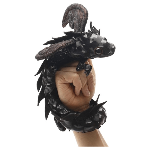 Folkmanis Finger Puppet - Dragon Wristlet, Midnight Finger Puppet Folkmanis