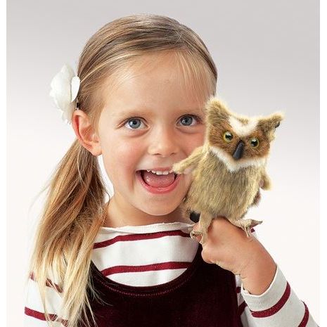 Folkmanis Finger Puppet - Mini Owl, Great Horned Finger Puppet Folkmanis