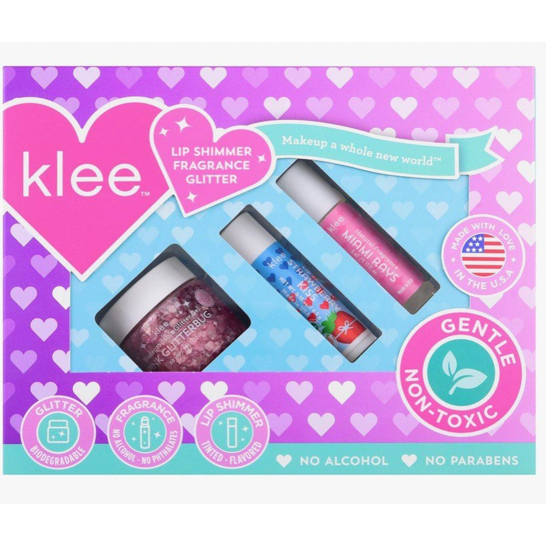Klee Naturals Bioglitter, Fragrance and Lip Shimmer Set- Upside Down Natural Toiletries Klee Naturals