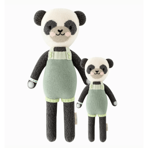 Cuddle + Kind Polly The Panda Hand-Knit Doll 13" - Fair Trade, 100% Cotton, 1 Doll = 10 Meals Donated, Heirloom Quality