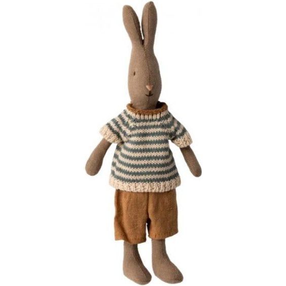 Maileg Rabbit Size 1 -Shirt and Shorts - Brown Dolls Maileg   