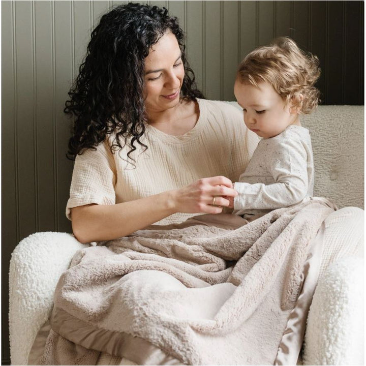 Saranoni Satin Border Receiving Blankets Swaddles & Blankets Saranoni Tan