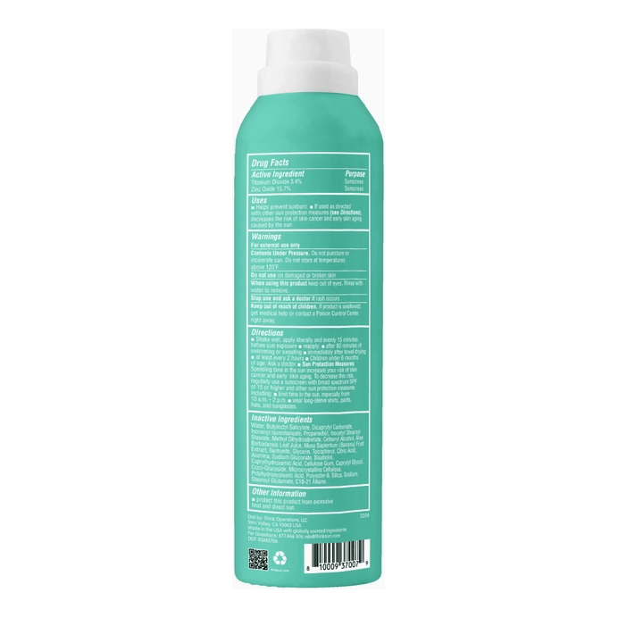 Thinkbaby Kids All Sheer Mineral Sunscreen Spray SPF 50 Sun & Insect Protection ThinkBaby