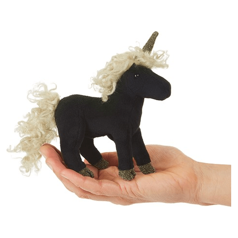 Folkmanis Finger Puppet - Mini Black Unicorn Finger Puppet Folkmanis