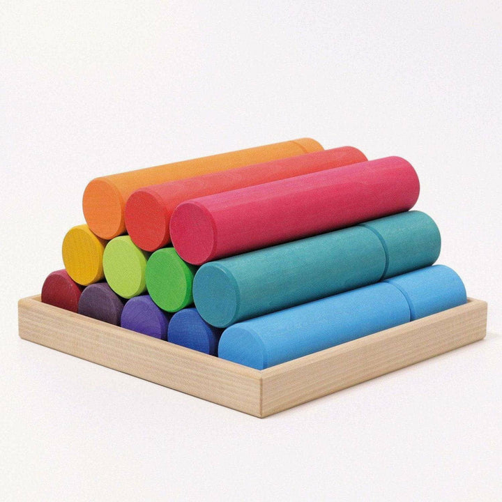 Grimm's Large Building Rollers Rainbow Sorting & Stacking Toys Grimm's
