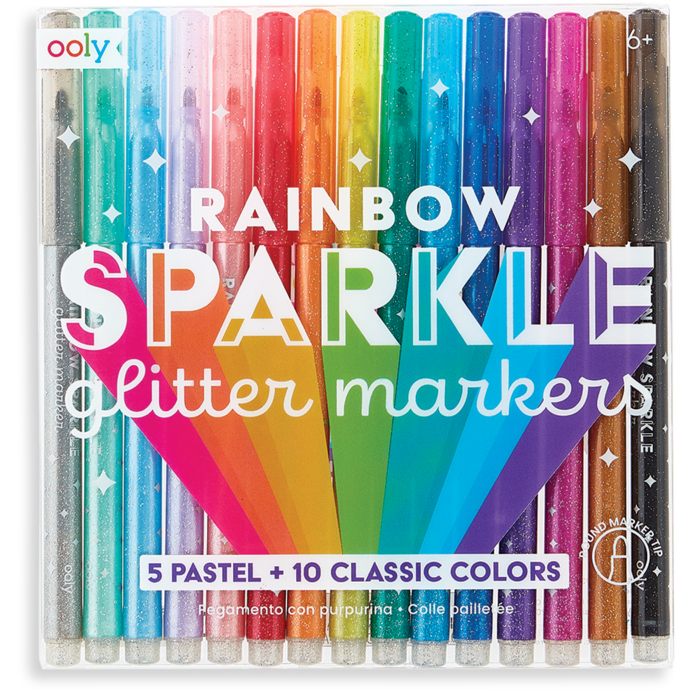 Ooly - Rainbow Sparkle Glitter Markers - Set of 15