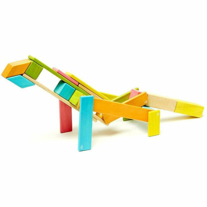 Tegu 24 Piece Magnetic Wooden Block Set: Tints Wooden Toys Tegu