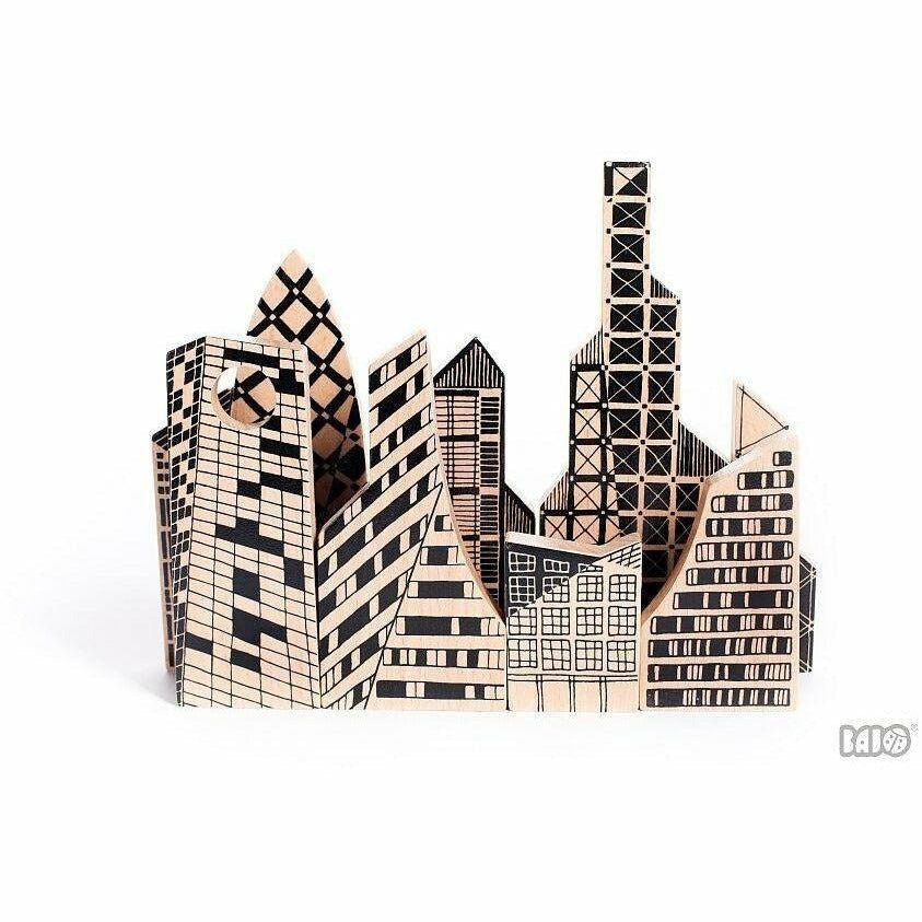 Bajo Double-Sided City Puzzle Wooden Toys Bajo