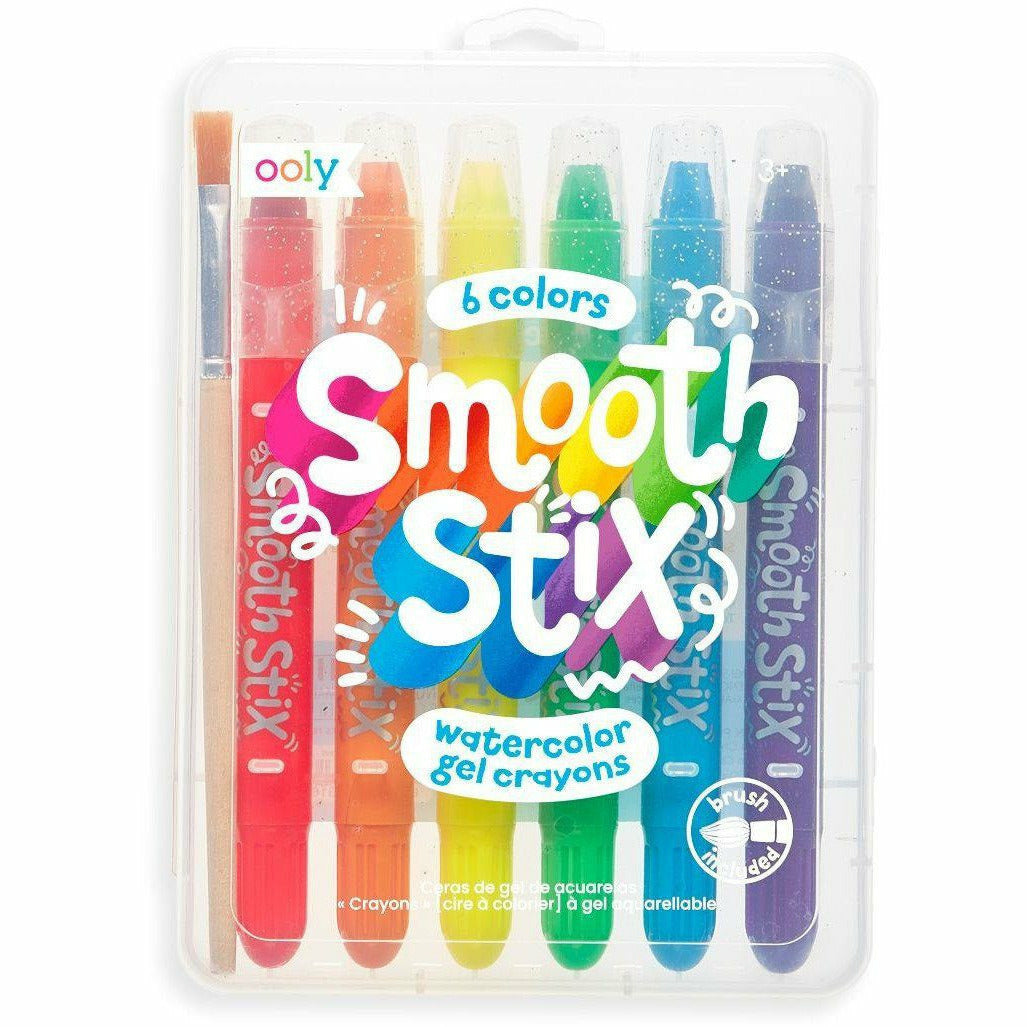 Ooly Smooth Stix Watercolor Gel Crayons: Set of 6 Crayons Ooly