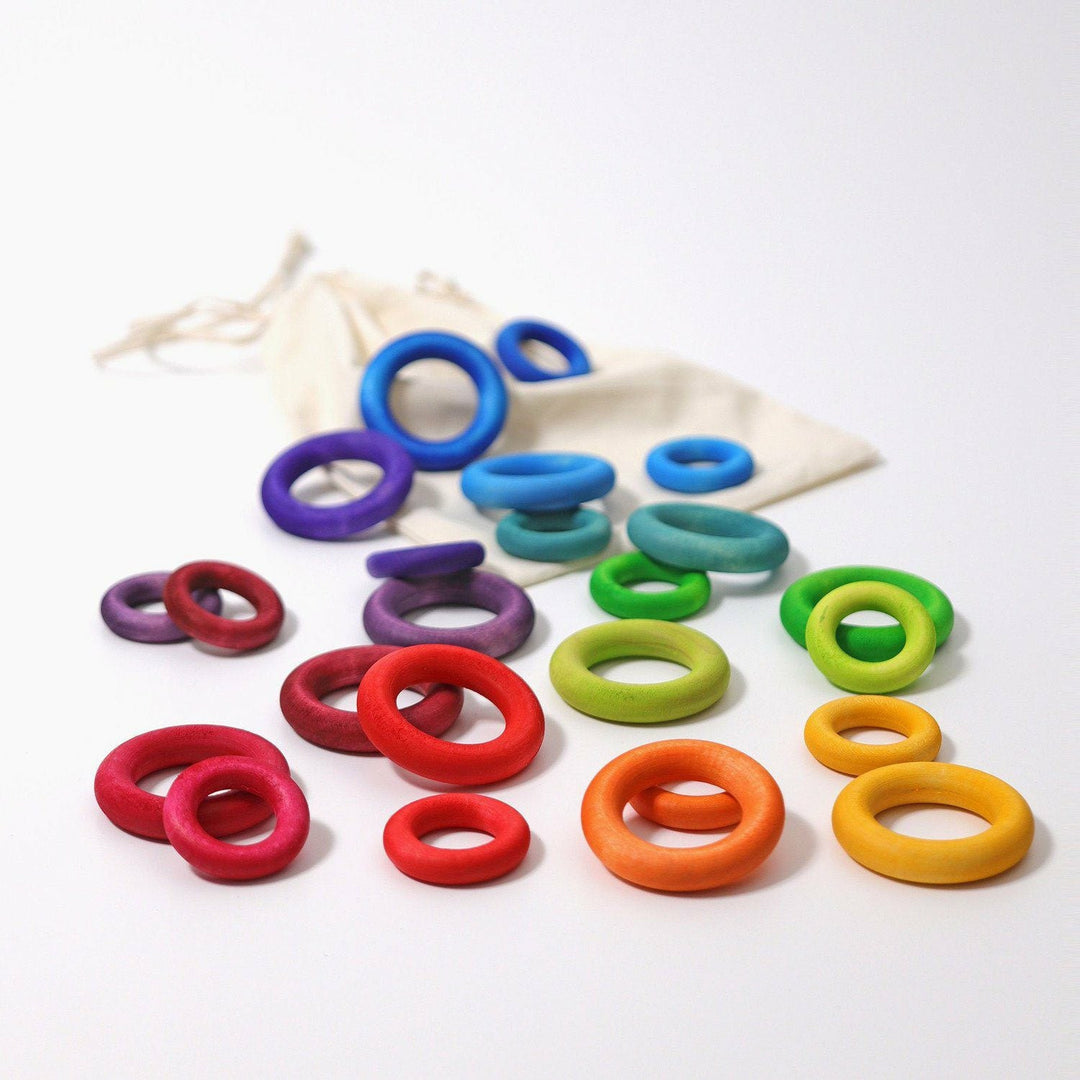 Grimm's Building Rings Rainbow Wooden Toys Grimm's