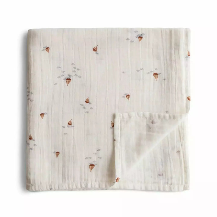 Mushie Muslin Swaddle Blanket Swaddles & Blankets Mushie Boats
