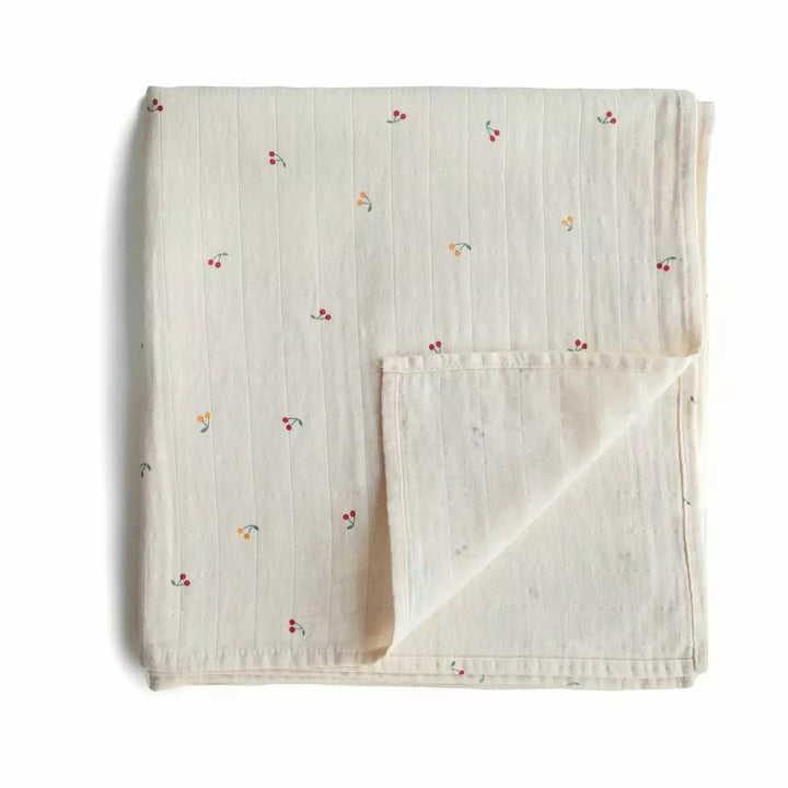 Mushie Muslin Swaddle Blanket Swaddles & Blankets Mushie Cherries