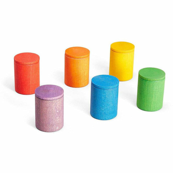 Grapat 6 Colored Cups With Covers Wooden Toys Grapat