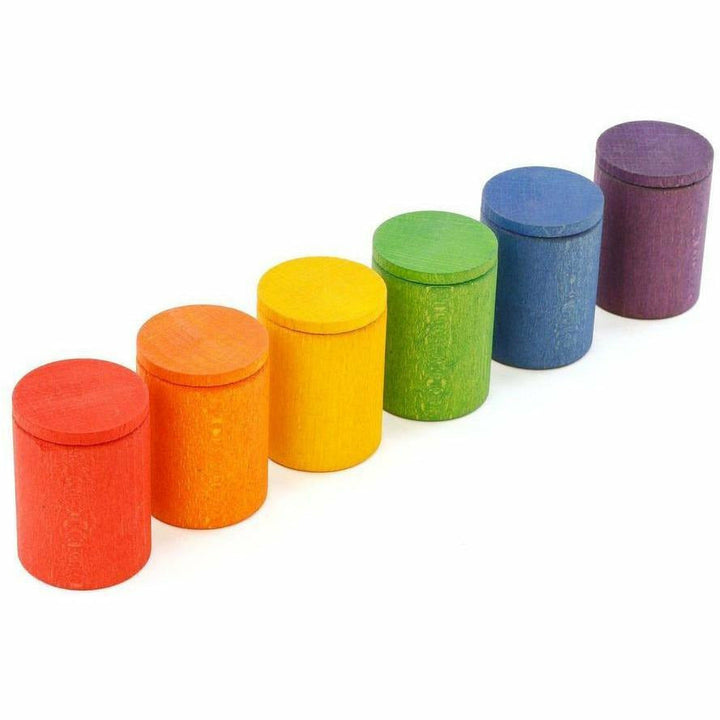 Grapat 6 Colored Cups With Covers Wooden Toys Grapat