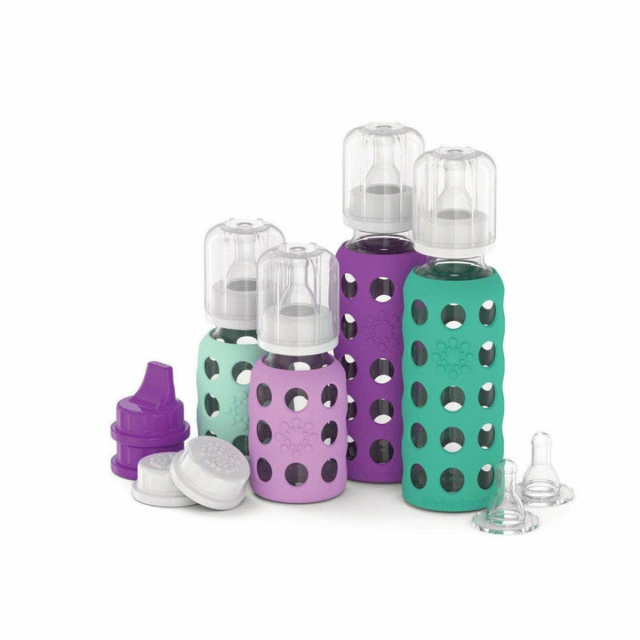 Lifefactory 4-Glass Baby Bottle Starter Set Bottles & Sippies Lifefactory Mint/Lavender/Kale/Grape  