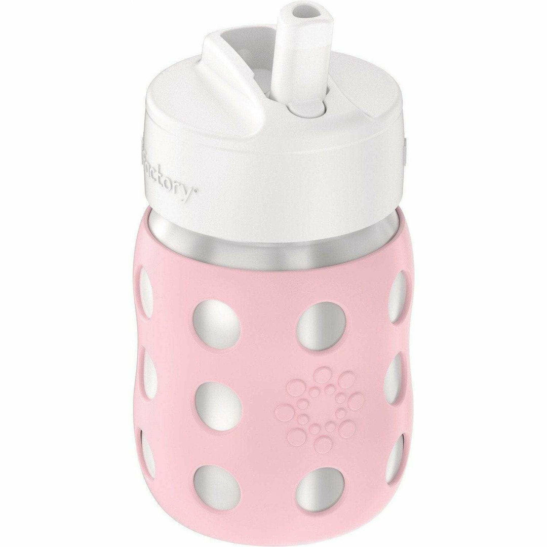 Lifefactory 8oz Stainless Steel Baby Bottle with Pivot Straw Cap Bottles & Sippies Lifefactory Desert Rose