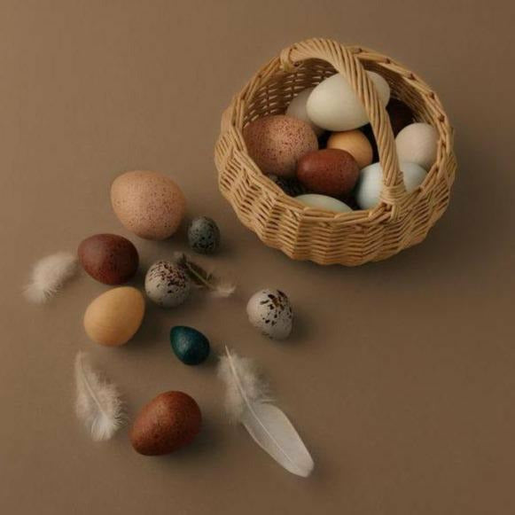 Moon Picnic - A Dozen Bird Eggs Basket Wooden Toys Moon Picnic