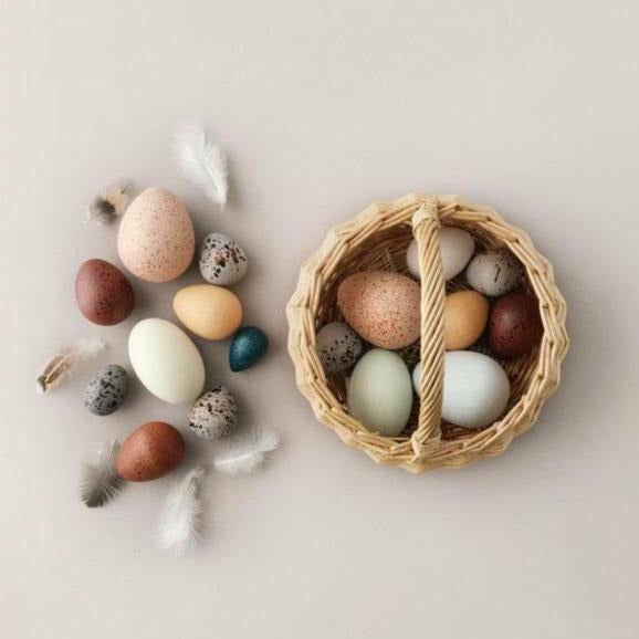 Moon Picnic - A Dozen Bird Eggs Basket Wooden Toys Moon Picnic