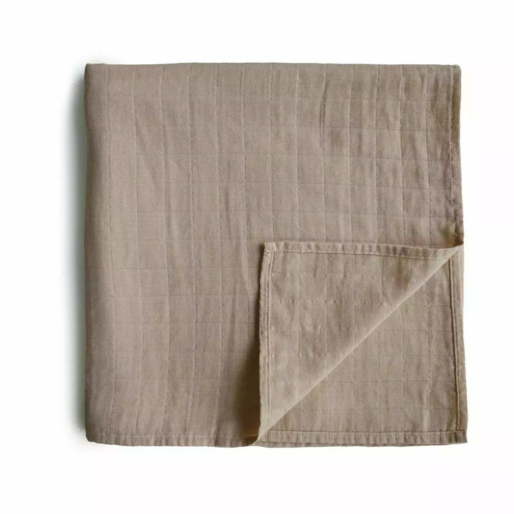 Mushie Muslin Swaddle Blanket Swaddles & Blankets Mushie Natural