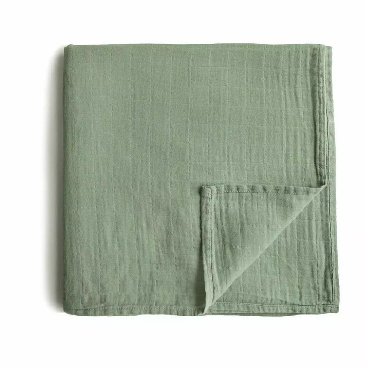 Mushie Muslin Swaddle Blanket Swaddles & Blankets Mushie Sage