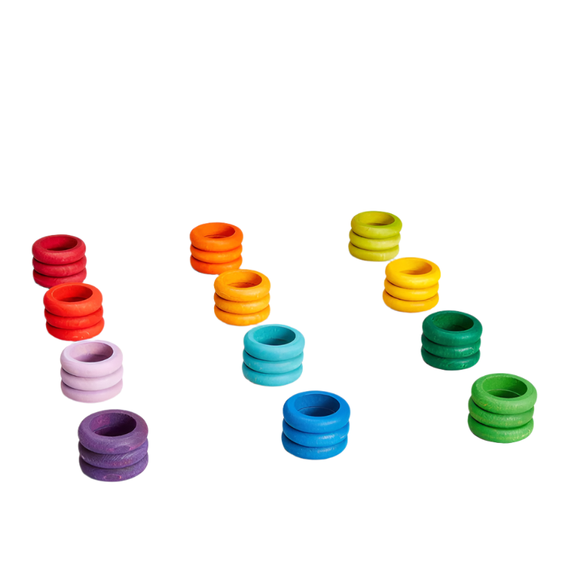 Grapat 36 Coloured Rings In 12 Colors Wooden Toys Grapat